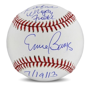 Ernie Banks Single-Signed Baseball With Pearl Jam Inscription